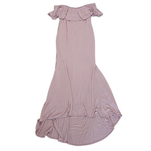 PinkBlush Ruffle Off Shoulder  Mermaid Maternity Photoshoot Gown/Dress mauve XL - Picture 12 of 13